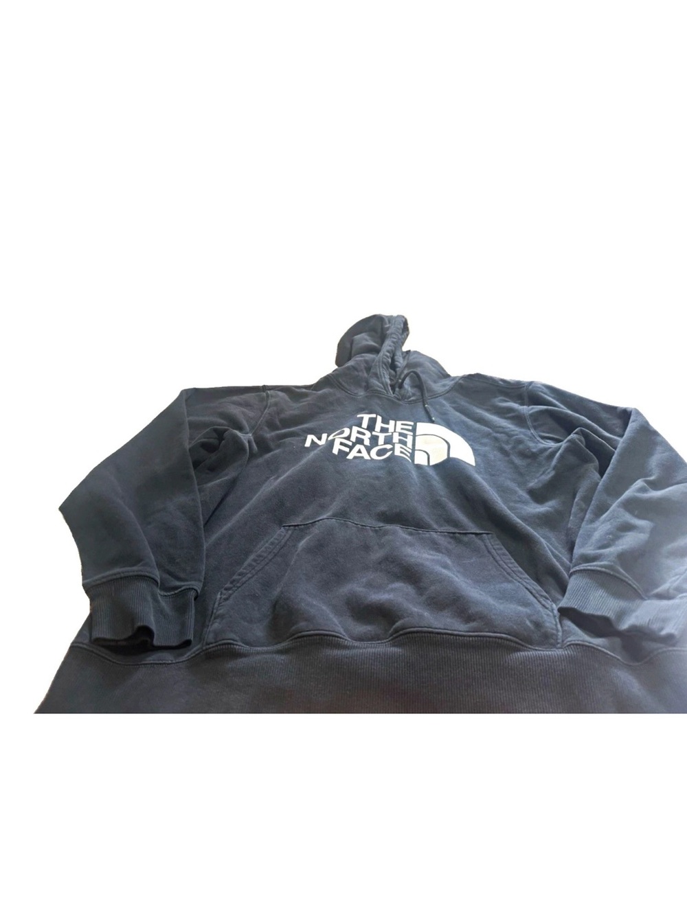 The North Face Mens Black Cotton Fleece Pullover Hoodie Pockets Logo XL